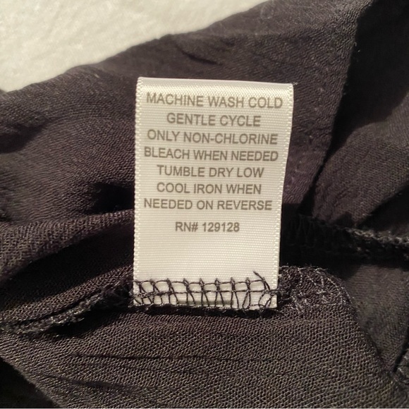 R n B NWT Black Baby Doll Peasant Boho Dress Bell Sleeves Crochet, Size M - Picture 15 of 15